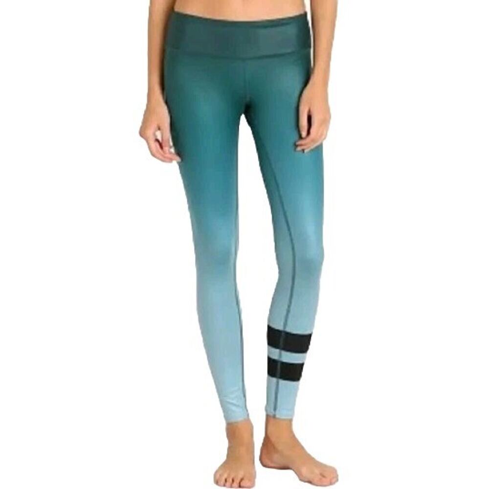 ALO Yoga Ombré Airbrush Gradient Evermint Green Black Stripes Leggings Small